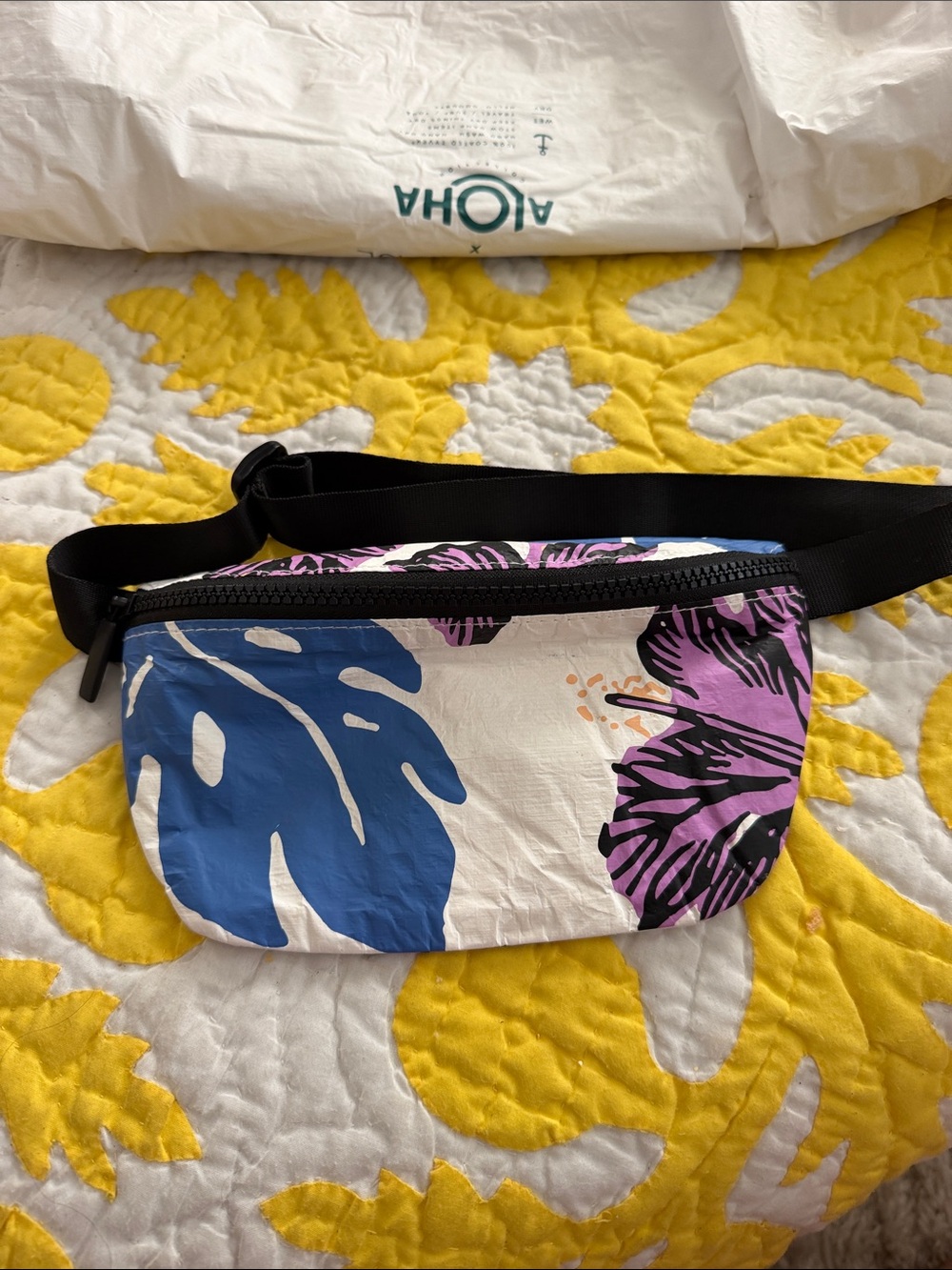 ALOHA Collection Blue & Purple Floral Mini Waist Bag